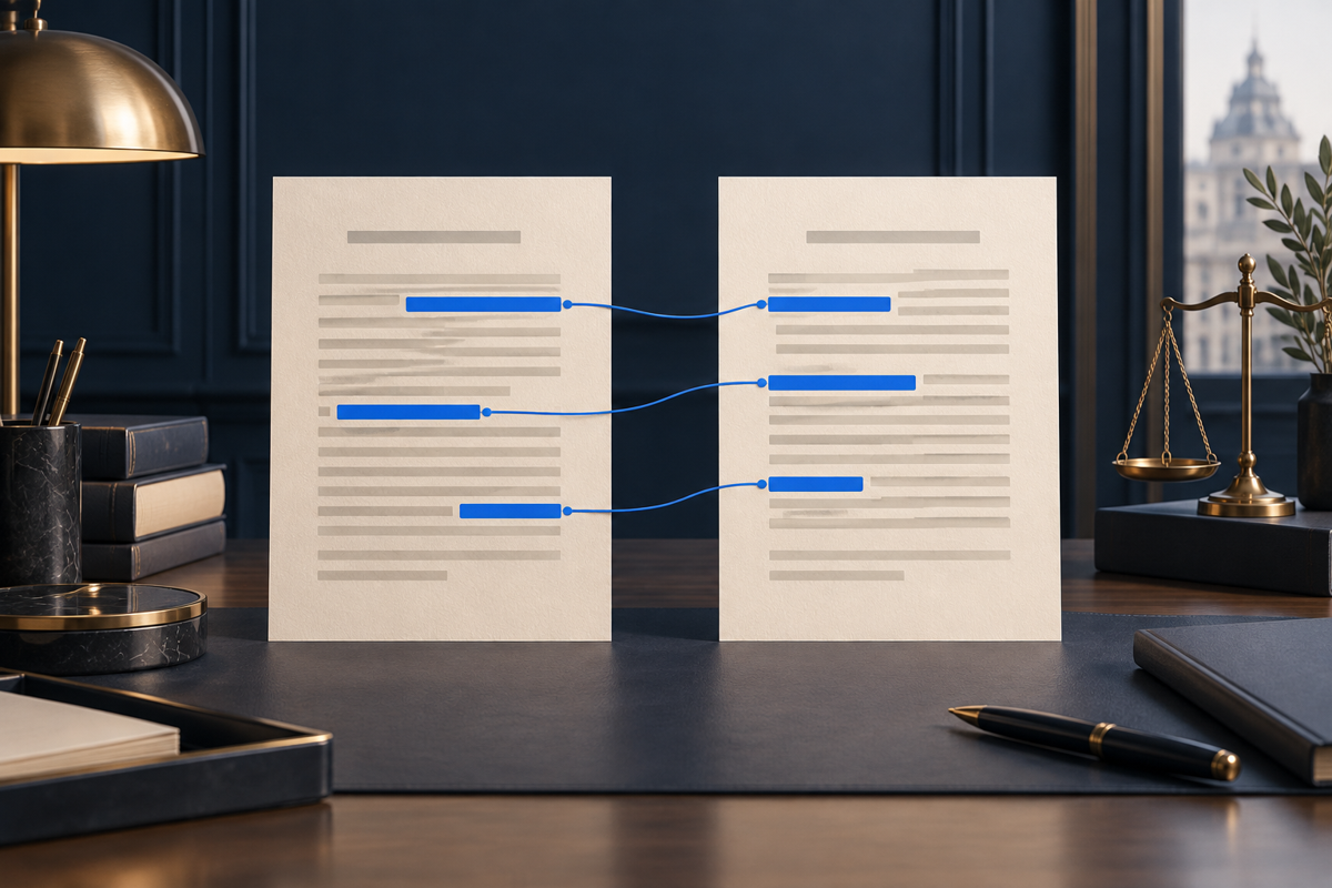 Illustration : Comparer deux contrats avec l’IA : une aide utile pour les avocats belges